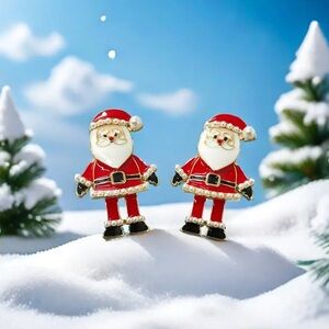 Santa Claus Festive Statement Earrings Red